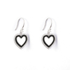 Black Heart Pendant Cz Hook Earrings 