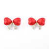 Korean Style Red Butterfly Cz Earrings 