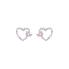 Pink And White Cubic Zircons Rhodium Plated Earrings New Trendy Style