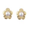 Supply High Quality Flower Pattern Pearl Decorated Fashion Earrings 14k Gold Plated Matte Effect