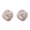 Pink Enamel Zirconia Claw Earrings