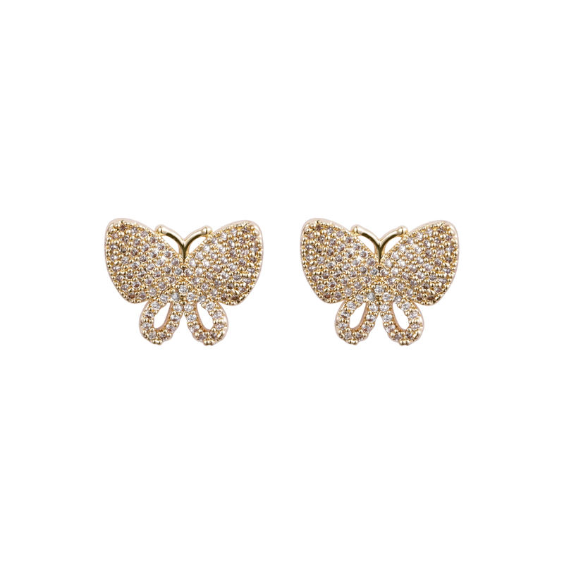Wholesale Price Butterfly Shaped Gold Plated Zirconia Fashion Earrings