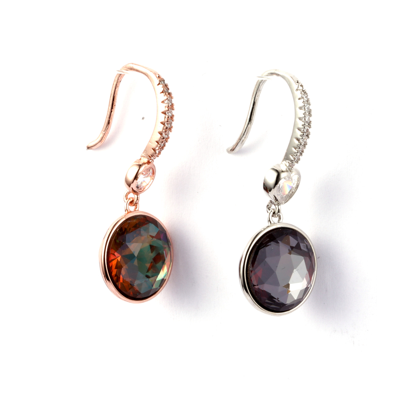 Patent Crystal Drop Earrings