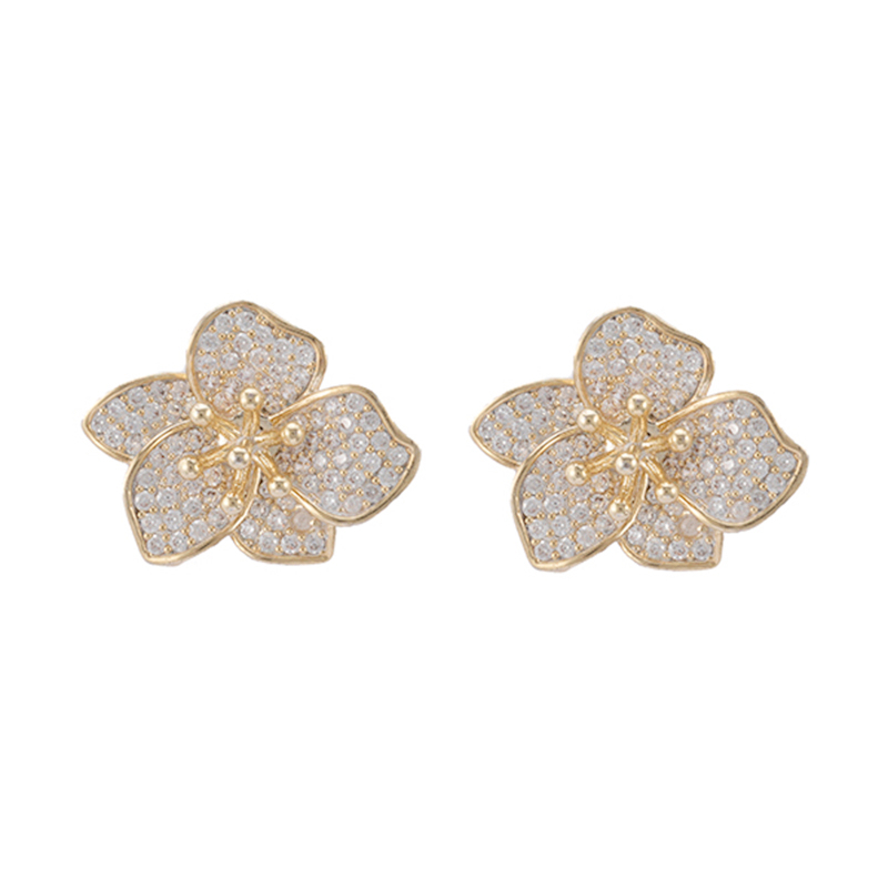 In-stock Floral Earrings with Cz
