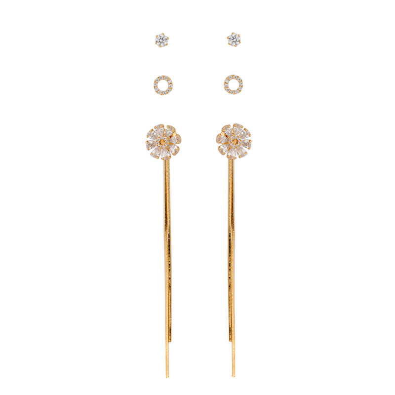 In-stock 3-pair Suits Cz Earrings$3.3~3.8
