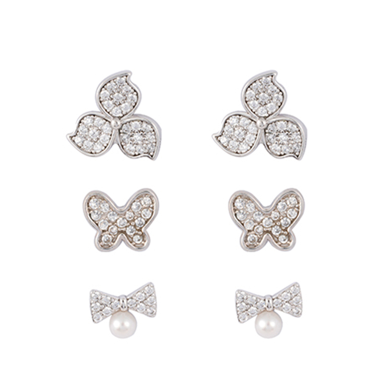 In-stock 3-pair Suits Cz Earrings$2.4~2.9