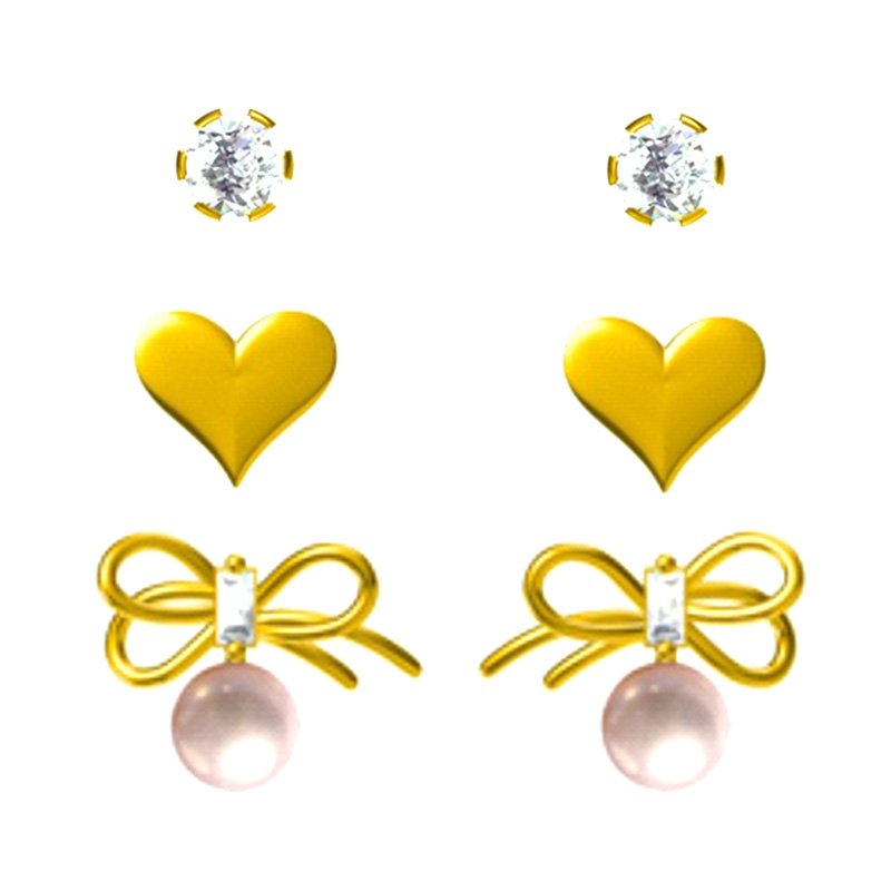In-stock 3-pair Suits Cz Earrings$1.94~2.4