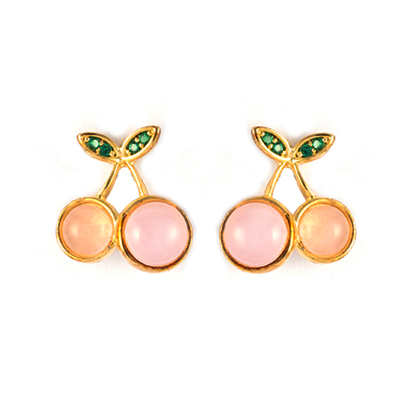 Colored Stone Cherry Earrings