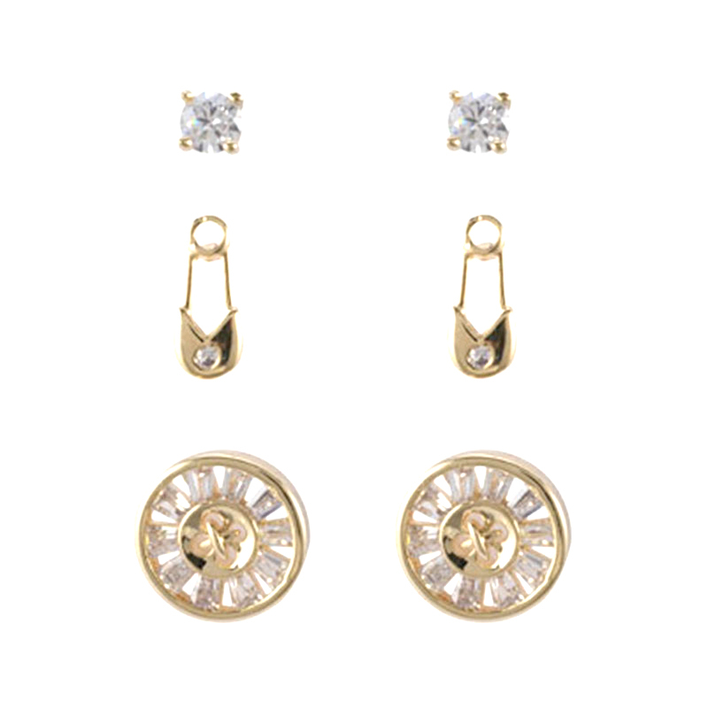 In-stock 3-pair Suits Cz Earrings$2.33~2.8