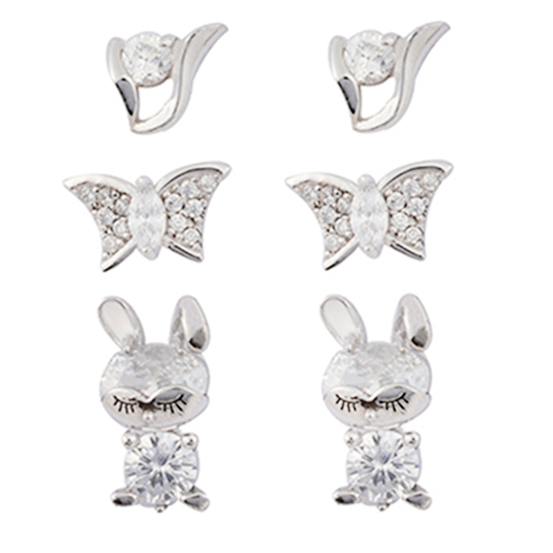 In-stock 3-pair Suits Cz Earrings$2.37~2.8