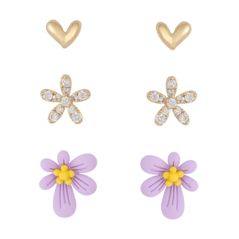 In-stock 3-pair Suits Cz Earrings$2.07~2.5