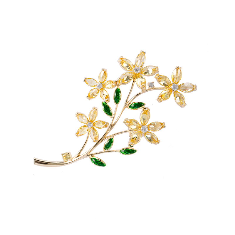 Yellow Flower Brooch Multicolour Rhinestone $4.0-4.5