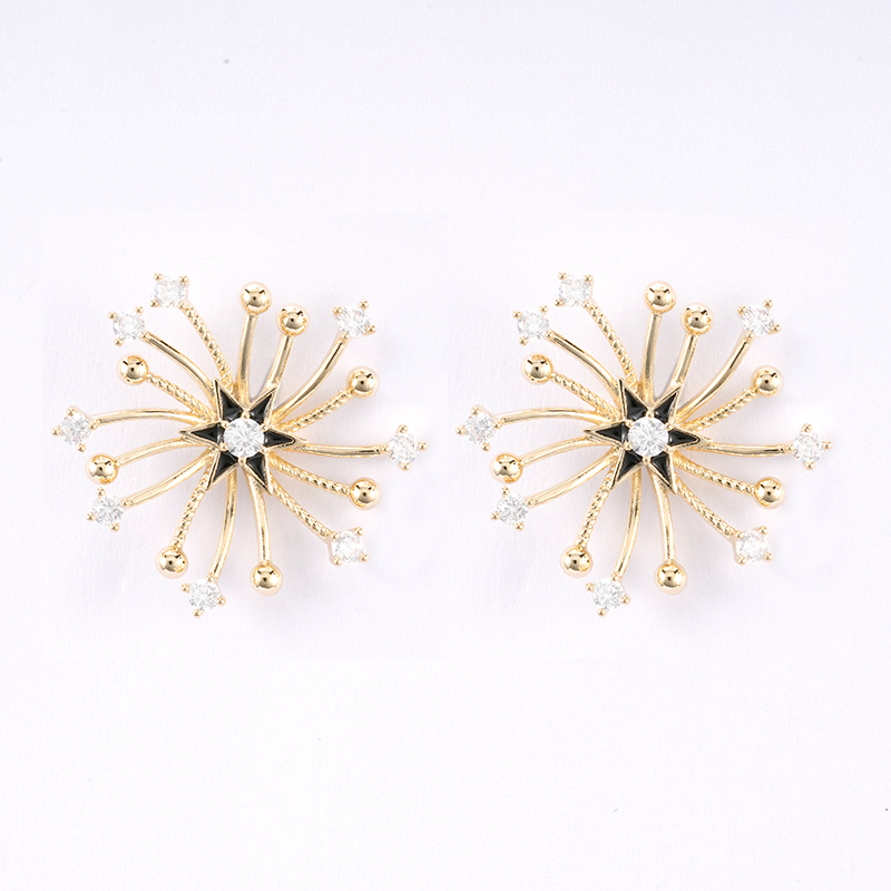 Blooming Stud Earrings Zirconia Decor