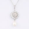 Pearl Charm Necklace Cubic Zircon Decorated