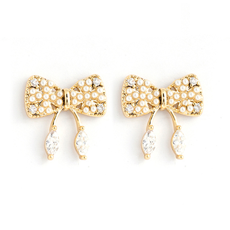 simples butterfly studs faux pearl decor $1.8-2.3