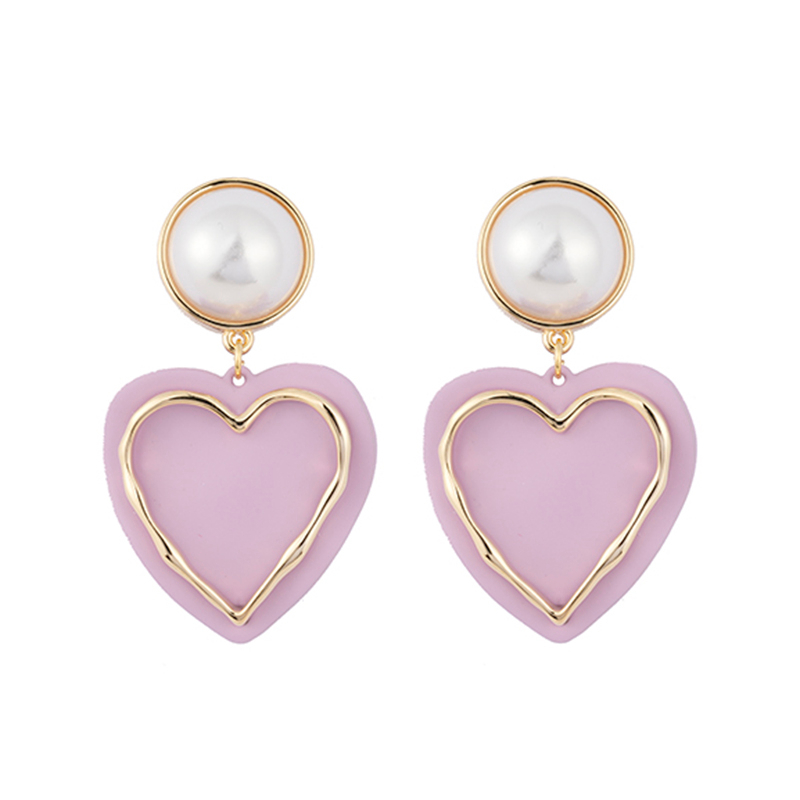 Sweet Color Heart Drop Earrings