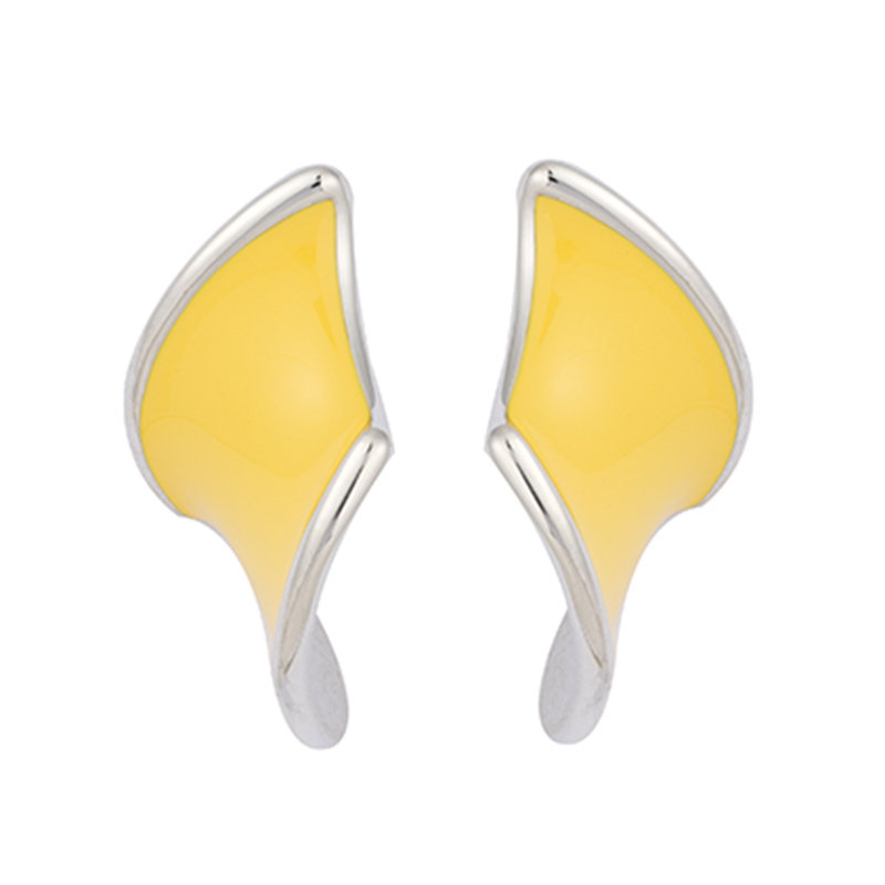 in-stock yellow enamel brass earring$1.5~2.0