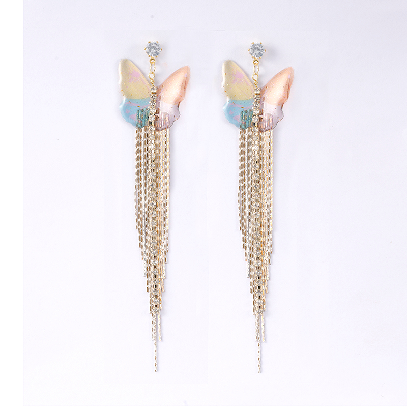 In-stock simple tassel earring with butterfly $4.8-0-$5.4