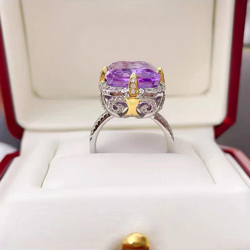 Purple Crystal Big Gemstone Ring RTB095