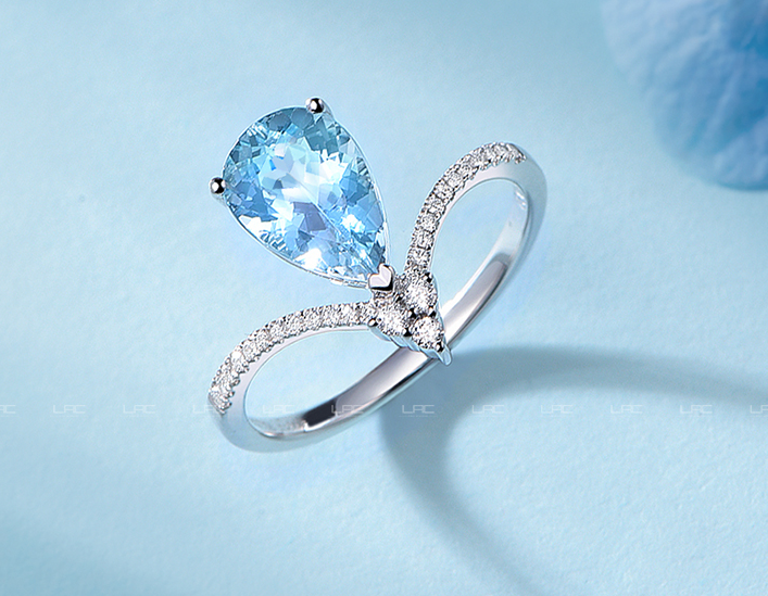 Sea Blue Water-drop Gemstone Ring RTB116