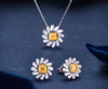 Natural Yellow Diamond Earrings and Necklace Set STB023