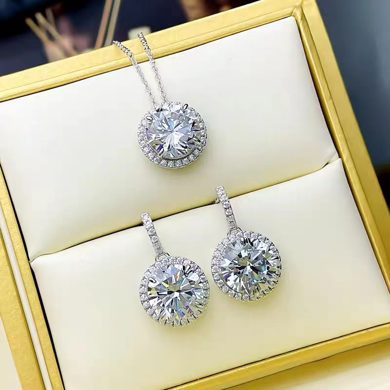 Super Flash White Drill Necklace and Earrings Set STB016