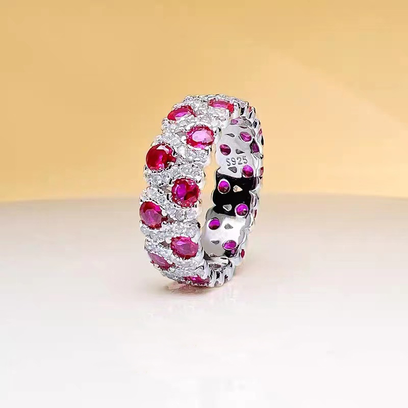 Red Small Gemstone Inset Drill Ring RTB063