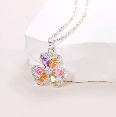 Ruby Pendant Butterfly Inset Drill Long Necklace NTB086