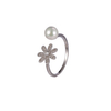 Cubic Zircon Flower Pearl Ring