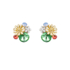 Flower Series Colored Stone Earrings Gold Plated Jewelry
