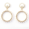EXW Price Pearl Decorated Hoop Fashion Earrings Brass Base Gold Plated 