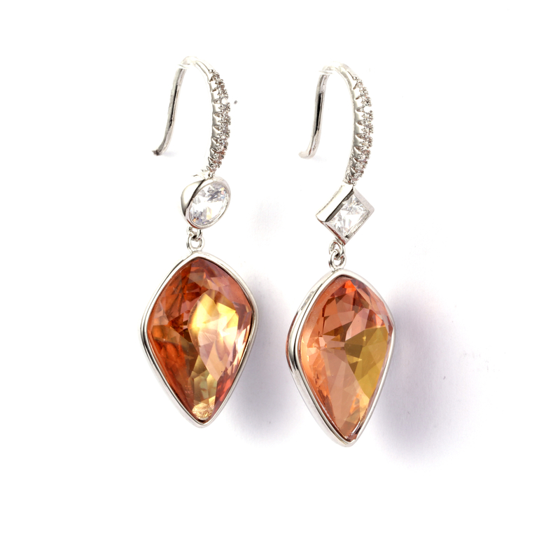 Semi-precious Stone Patent Crystal Earrings
