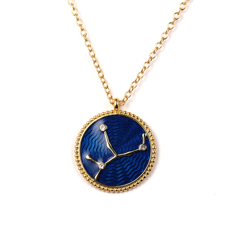 Blue Enamel Pendant Necklace