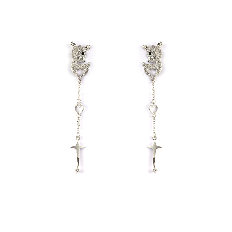 Rhodium Plated Cz Earrings 