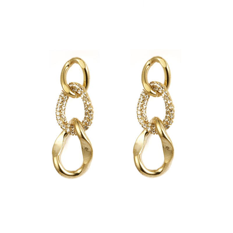 Gold Plated Cz Chain Earrings