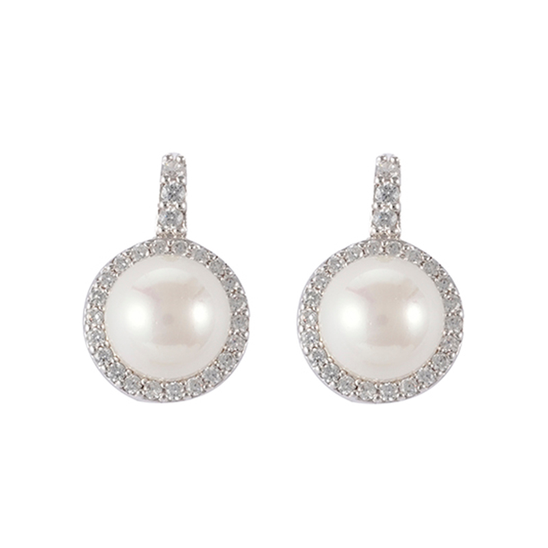 In-stock Basic Pearl Cz Earrings
