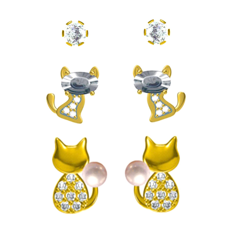 Multi-piece Cat Rhinestone Combination Earrings$1.97~2.4