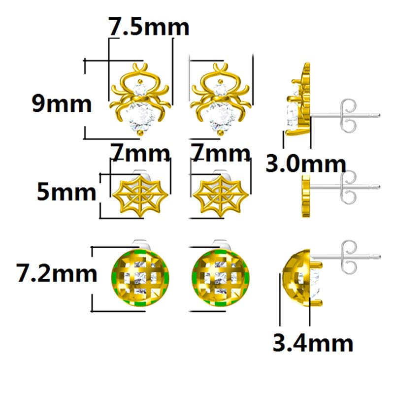In-stock 3-pair Suits Cz Earrings$2.0~2.5