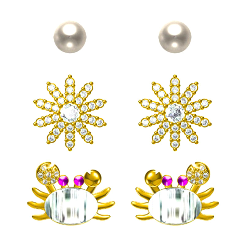 Multi-piece Set Zircon Crab Earrings$2.52~3