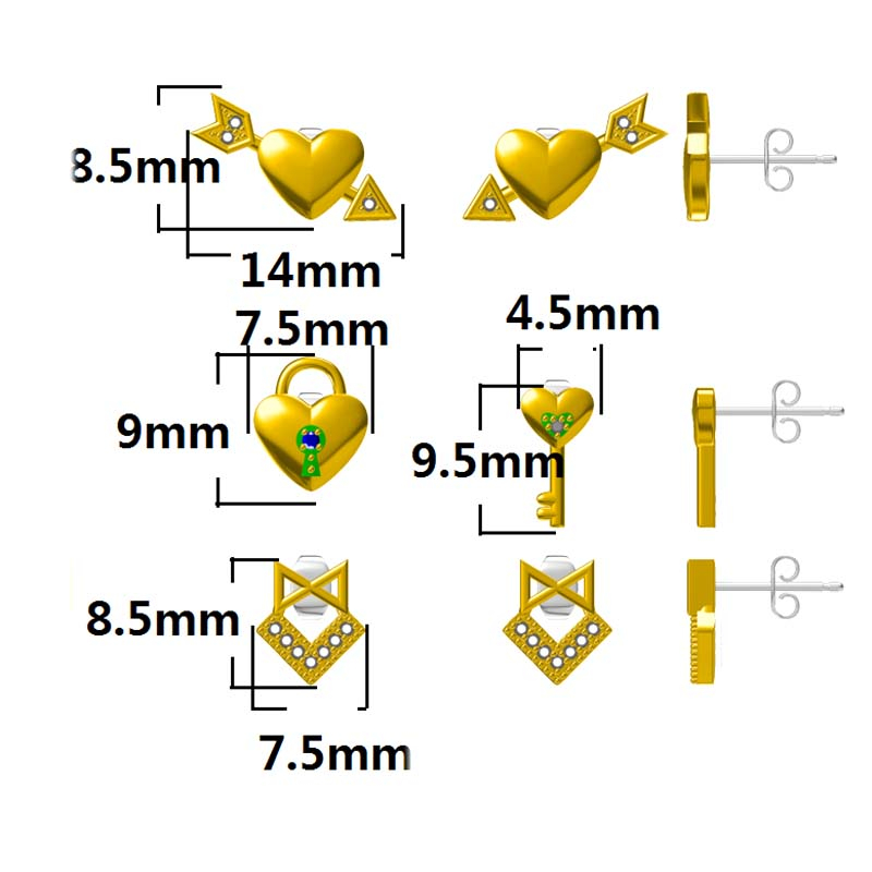 In-stock 3-pair Suits Cz Earrings$1.81~2.3