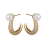 Hoop Earrings Faux Pearl Decor Wholesale Price $3.14-3.64