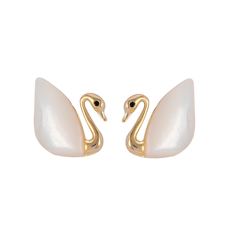 In-stock Gold Plated Swan Earrings