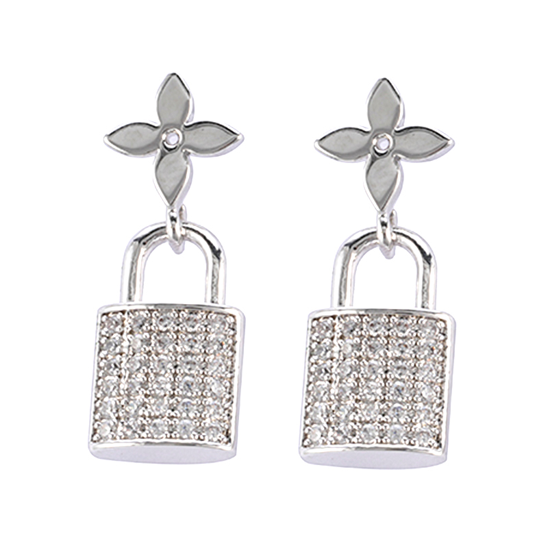 In-stock lock cubic zirconia earring