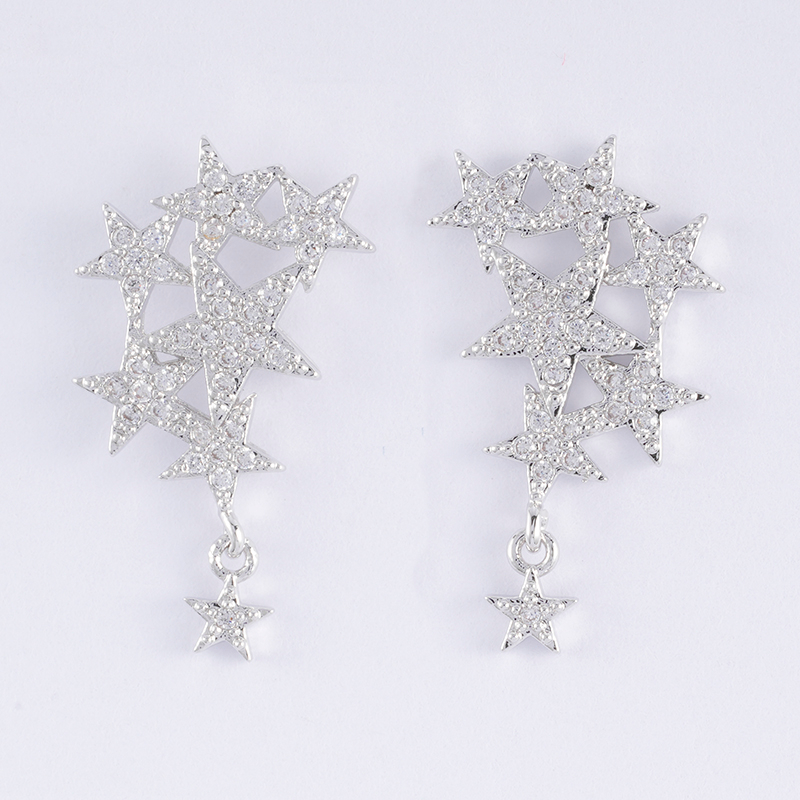 Fashion star drop cz Earrings   $1.94