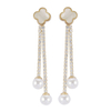 Pearl Drop Earrings Clover Decor $2.61-3.11