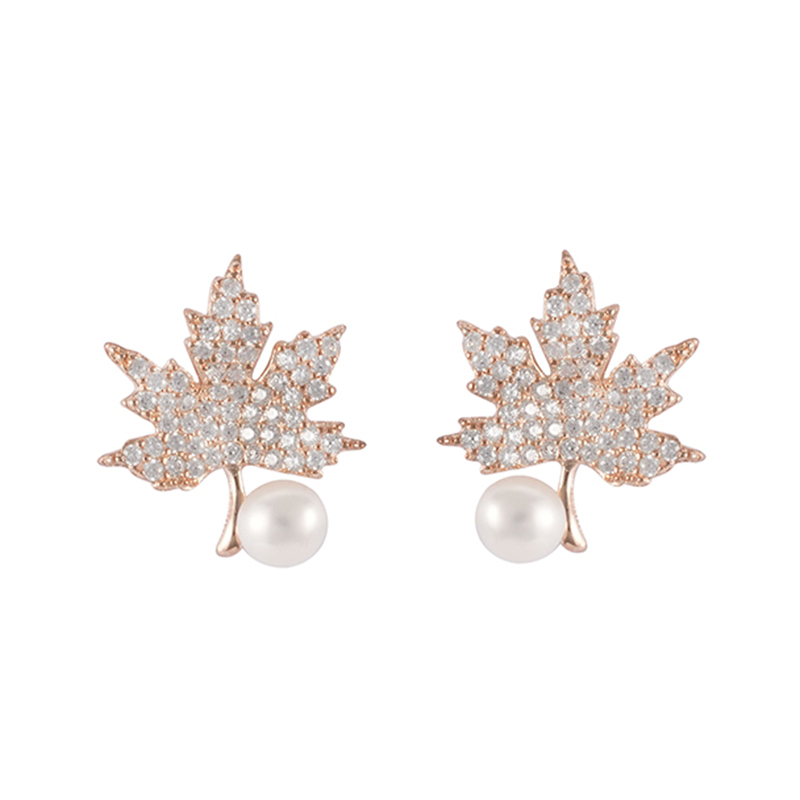 In-stock Maple Leaf Cz Earrings