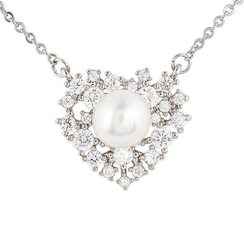 Zirconia Heart Pendant Necklace Gold Plated