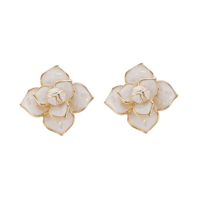 In-stock Enamel Mixes Shell Rose Earrings