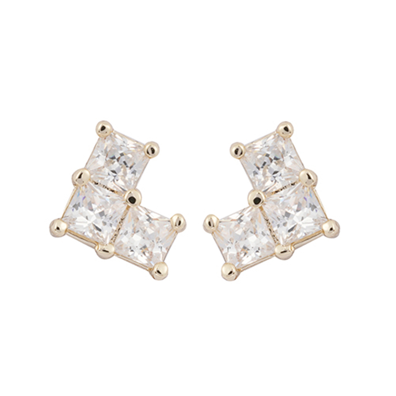 in-stock 3-square cubic zirconia earring