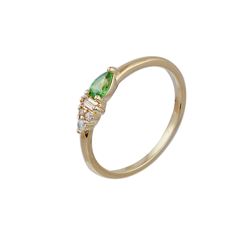 Pyriform Green Zirconia Ring